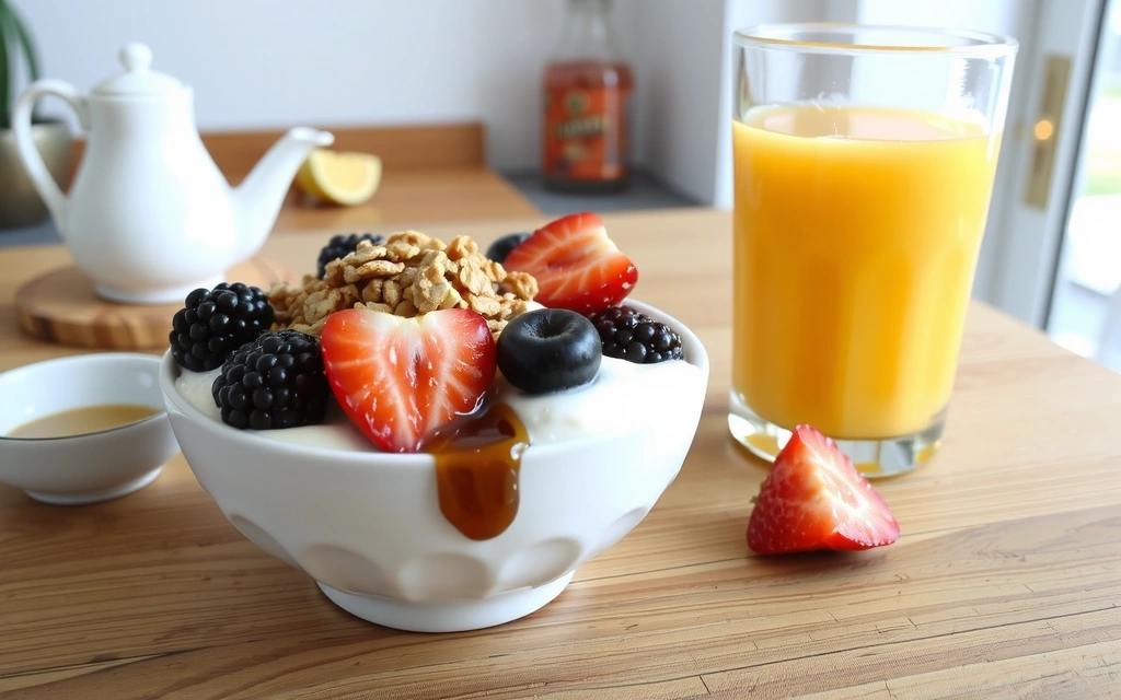 Colazione sana e veloce con frutta e yogurt